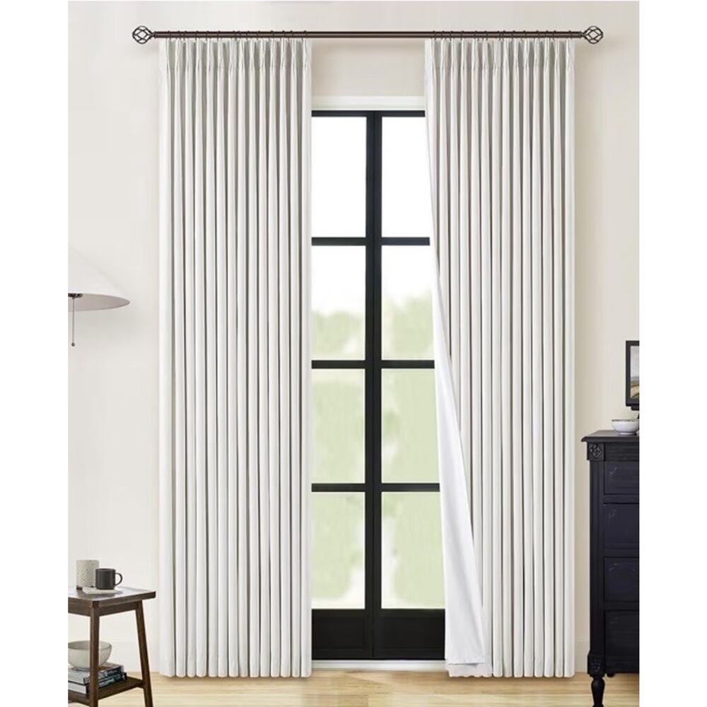 Twodrapes Pinch Pleated Linen Blackout Curtains 4 Panels 40” X 84” White Memory